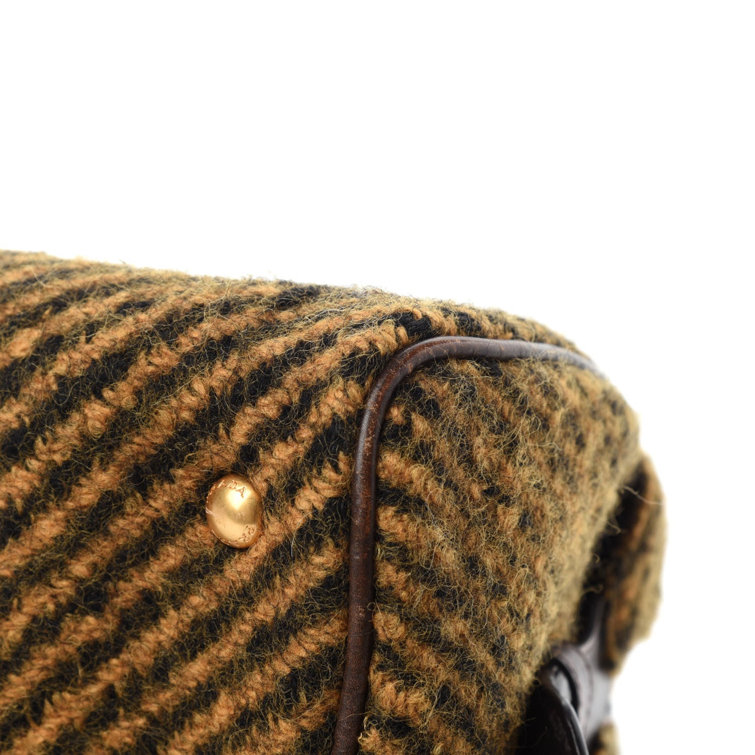 Prada Tessuto Tweed Vitello Vintage Bowling Bag Brown 12 of 12