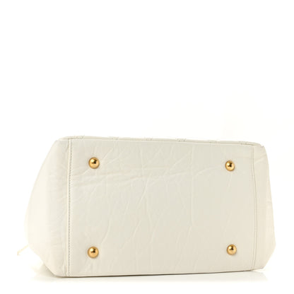 Chanel Aged Calfskin Quilted Double Sided Bowling Bag White 4 of 13