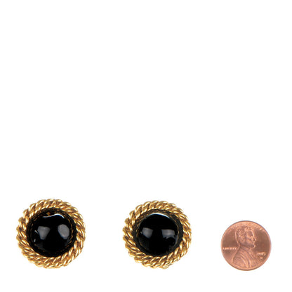 Chanel Clip On Earrings Black Gold 2 of 4