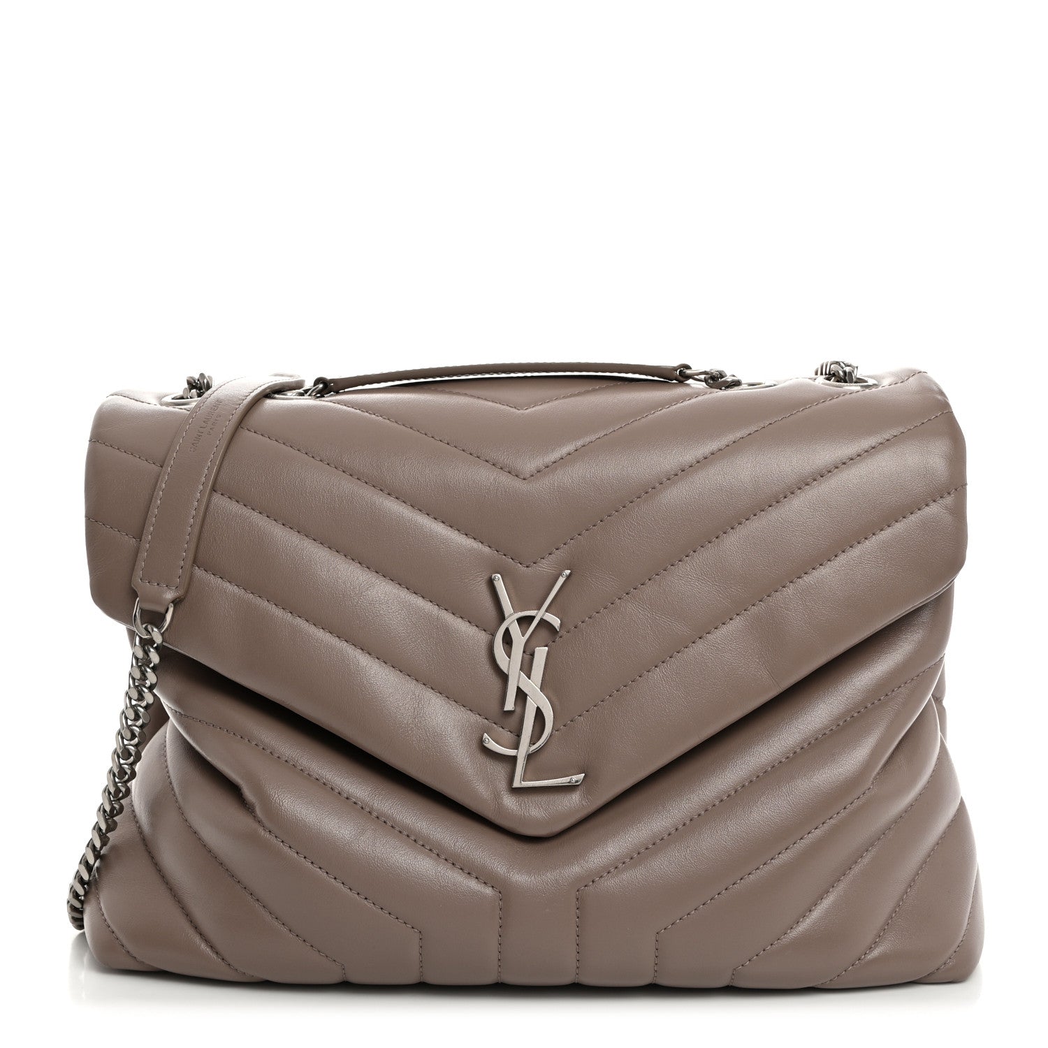 Saint Laurent Calfskin Y Quilted Monogram Medium Loulou Chain Satchel Mink 1 of 11