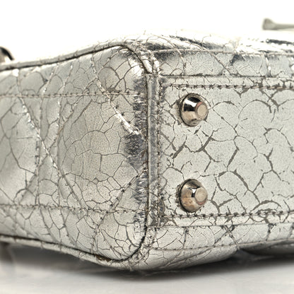 Christian Dior Metallic Crinkled Calfskin Cannage Micro Lady Dior Silver 8 of 12