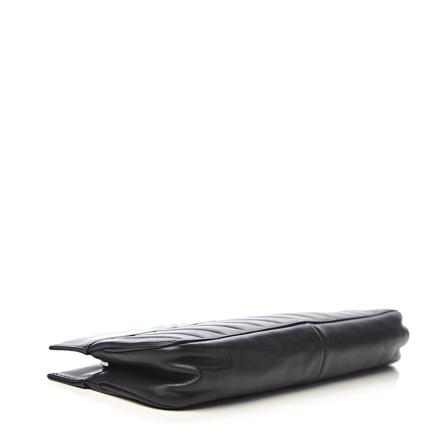 Calfskin Vertical Quilted Lax Clutch With Chain Black
