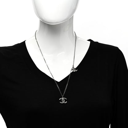 Chanel Crystal Double CC Necklace Black Dark Silver 2 of 6