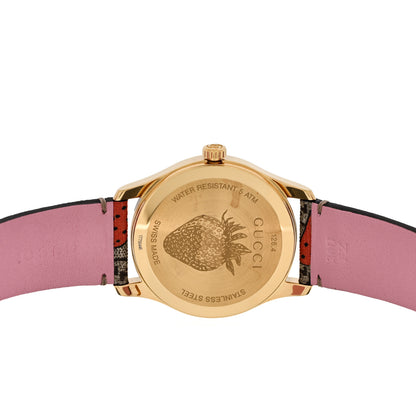 Gucci Stainless Steel Canvas 38mm G-Timeless GG Supreme Strawberry Quartz Watch Brown 4 of 6