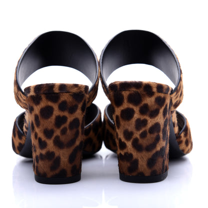Saint Laurent Ponyhair Leopard Print Oak 75 Ankle Strap Sandals 38 Brown 6 of 11