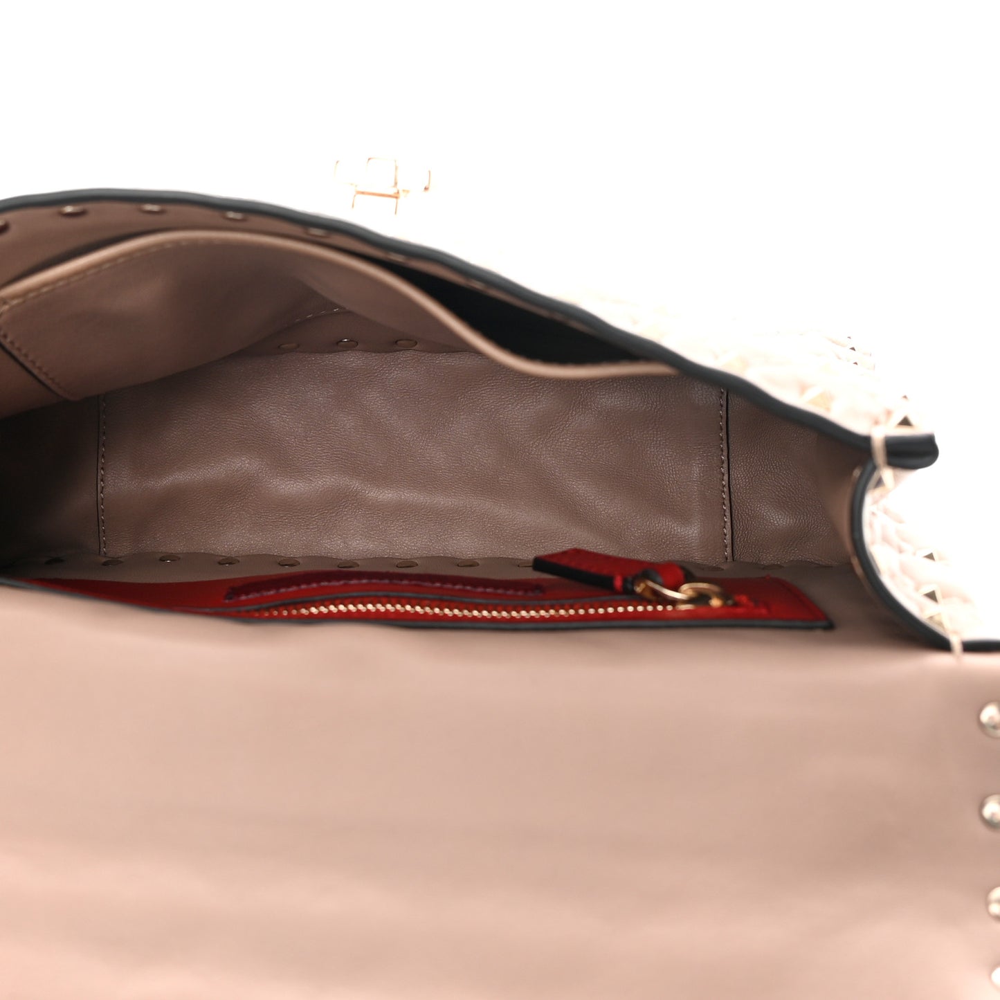 Lambskin Medium Rockstud Spike Shoulder Bag Poudre