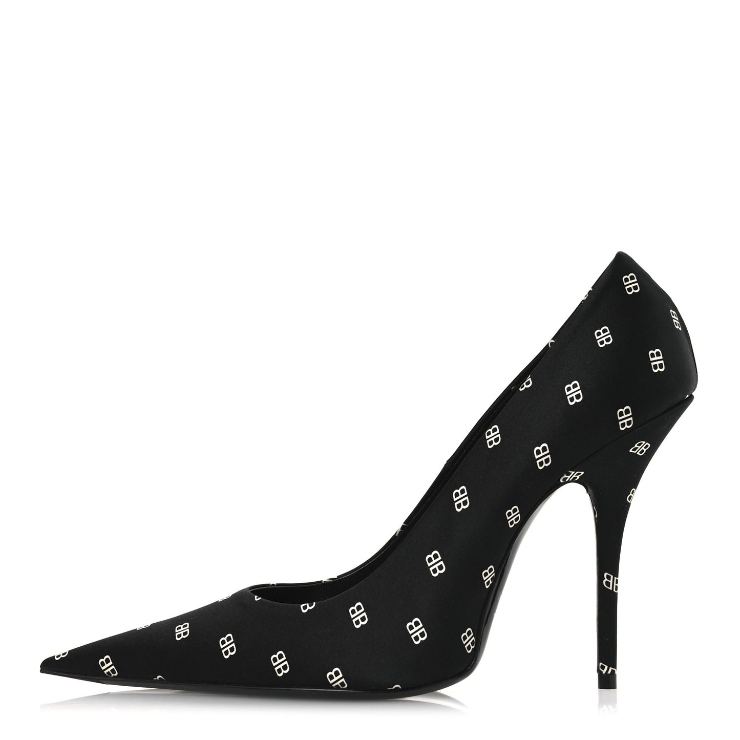 Crepe Satin BB Allover Logo Knife 100mm Pumps 39.5 Black