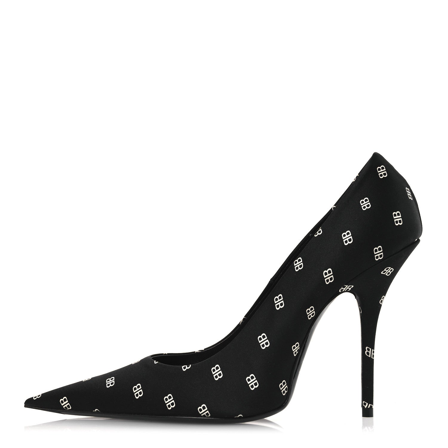 Balenciaga Crepe Satin BB Allover Logo Knife 100mm Pumps 39.5 Black 1 of 11