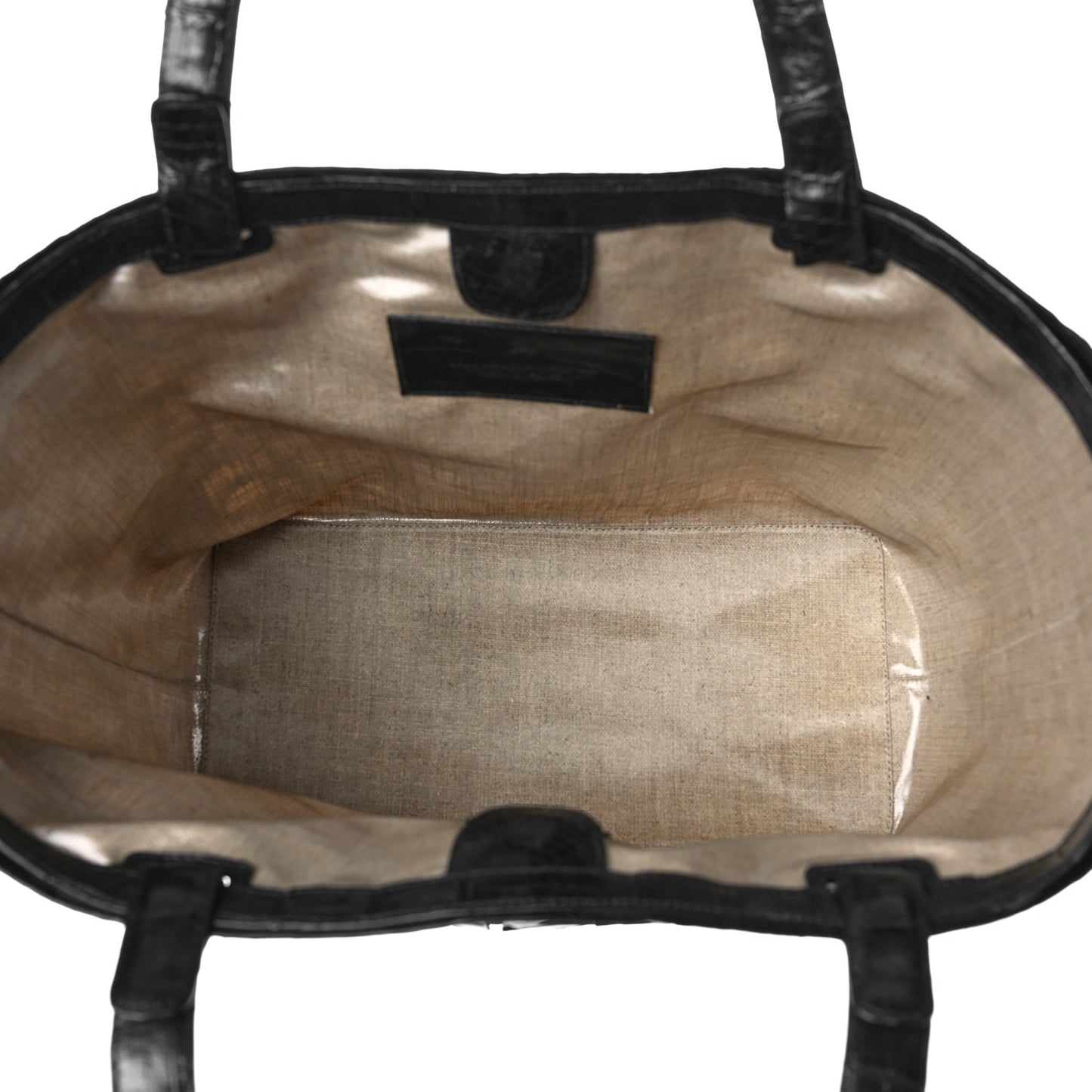 Canvas Crocodile Floral Laser Cut Tote Black
