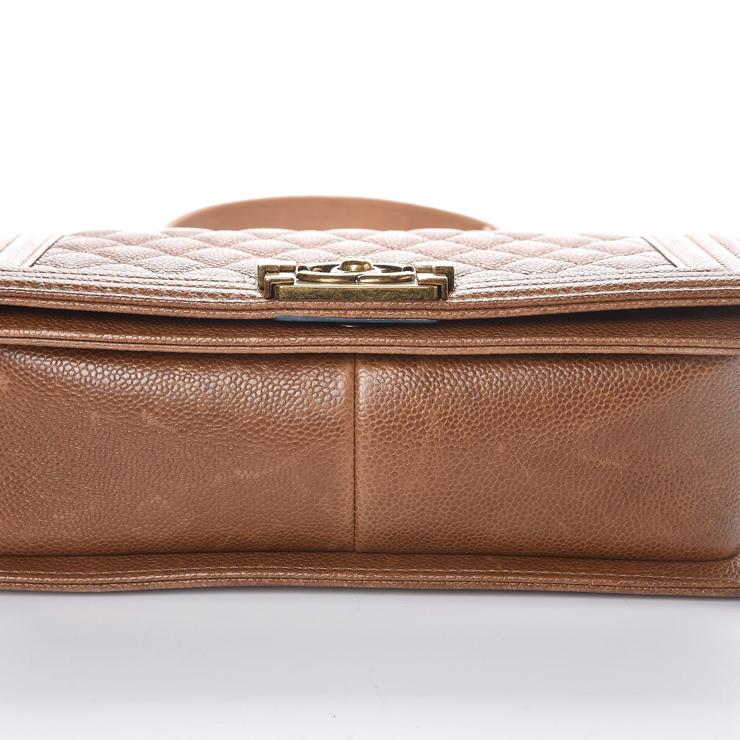 Caviar Quilted Medium Boy Flap Light Brown