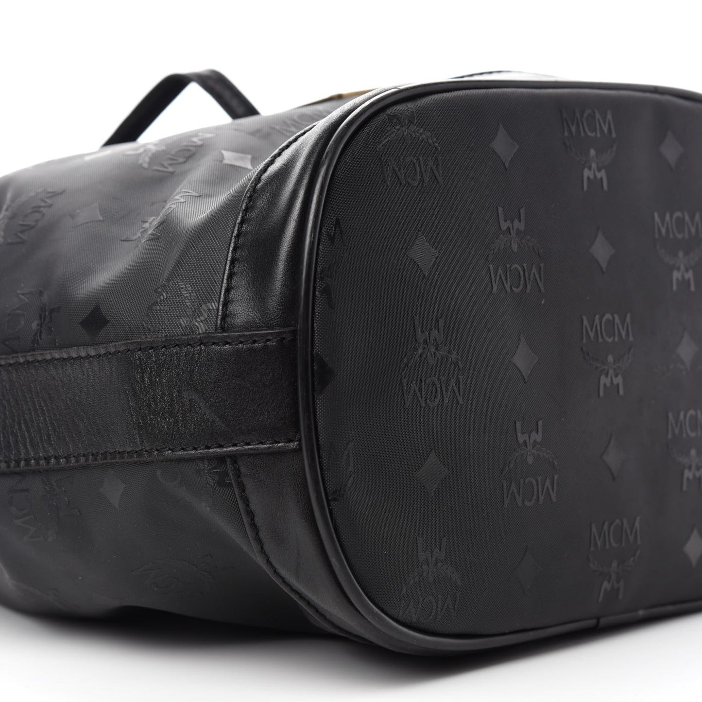 Nylon Monogram Drawstring Bucket Bag Black