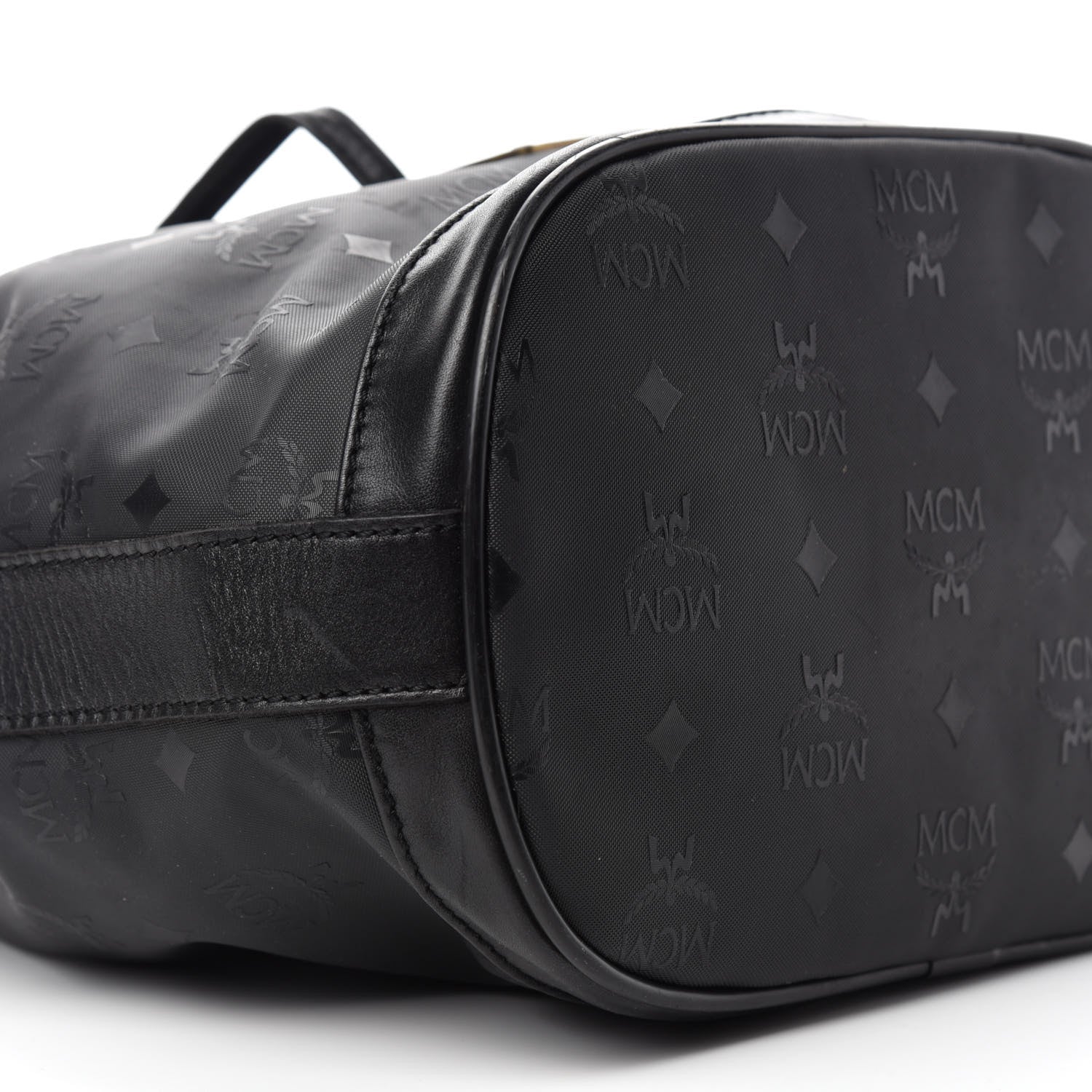 MCM Nylon Monogram Drawstring Bucket Bag Black 6 of 10
