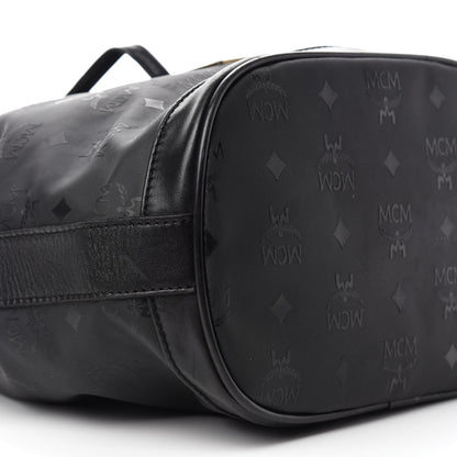 MCM Nylon Monogram Drawstring Bucket Bag Black 6 of 10