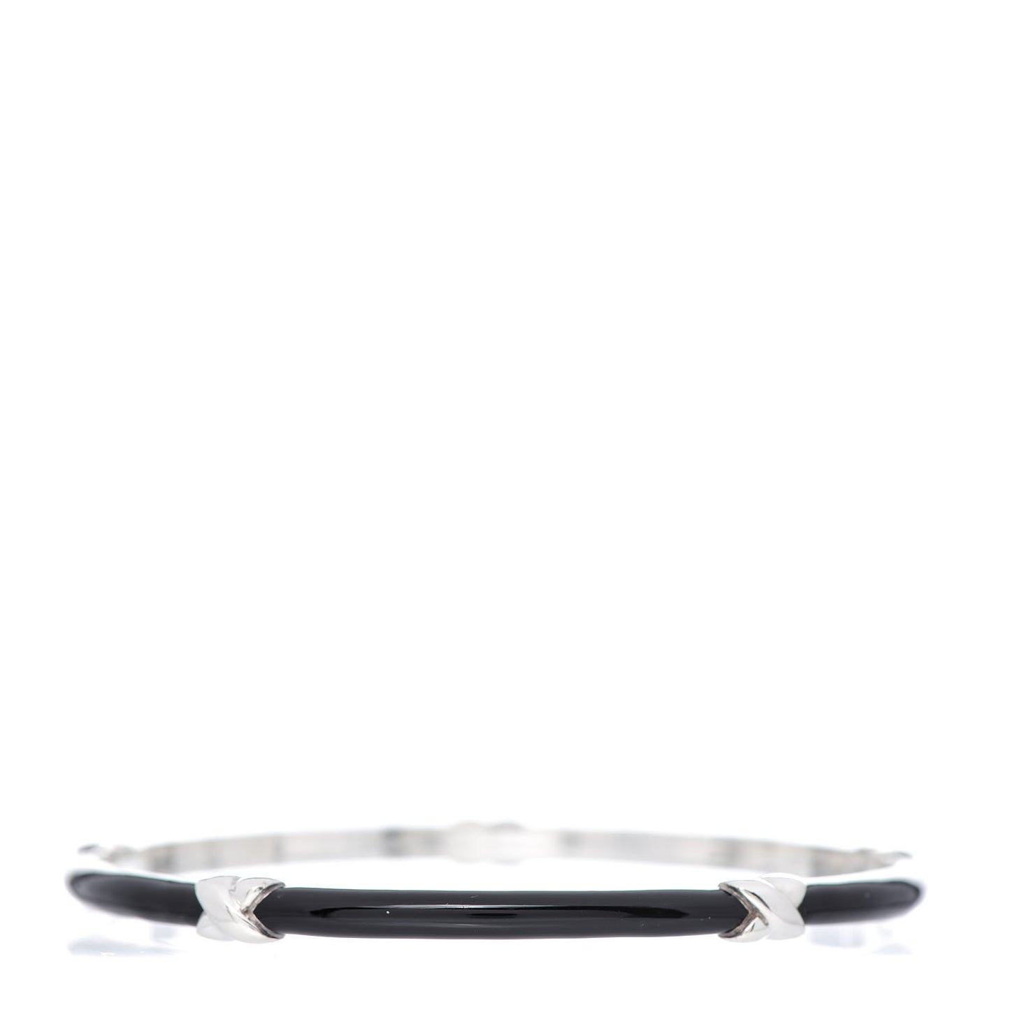 Sterling Silver Enamel Signature X Bangle Bracelet Black