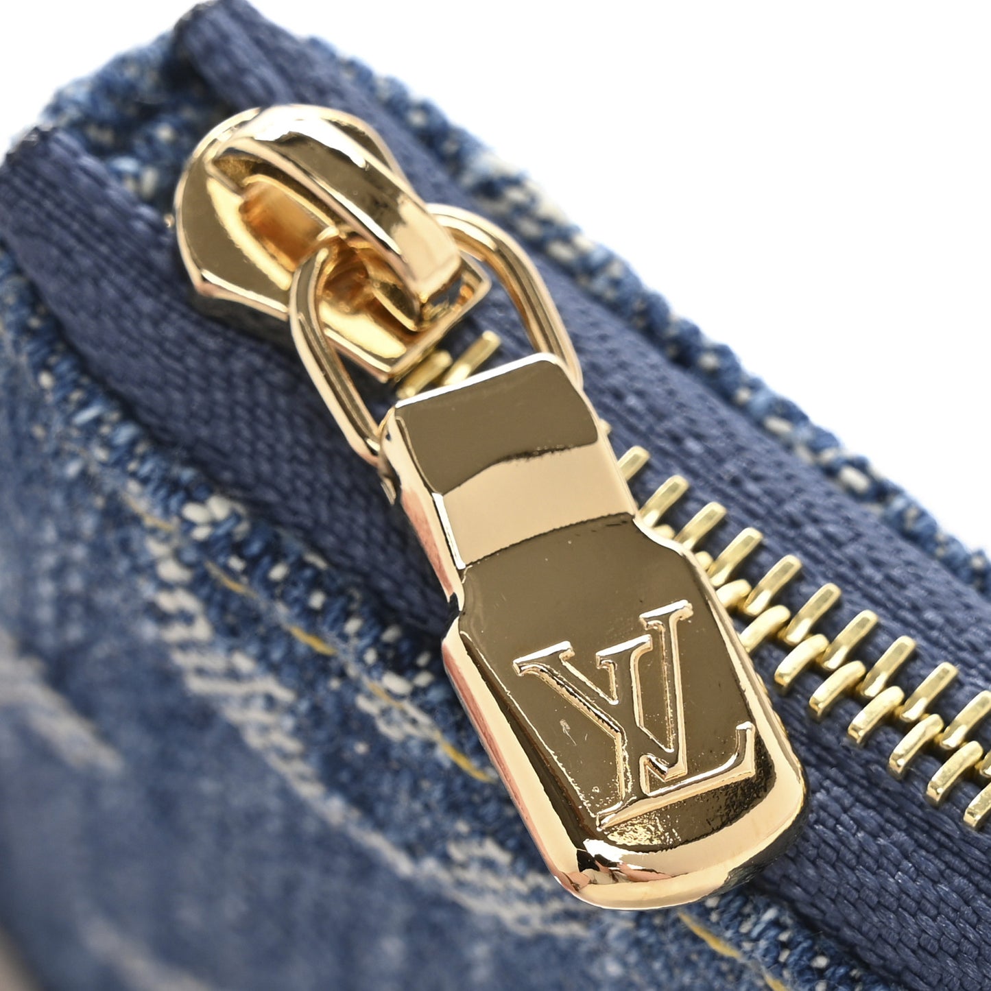 LV X TM Monogram Denim Cerises Key Pouch Blue