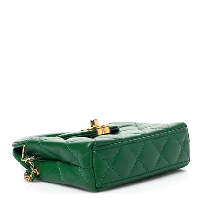 Chanel Shiny Aged Calfskin Quilted Mini Nano Kelly Shopper Green 3 of 10