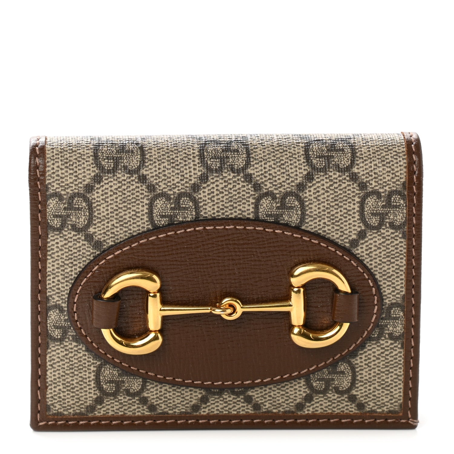 Gucci GG Supreme Monogram Horsebit 1955 Card Case Wallet Beige Ebony Brown Sugar 1 of 7