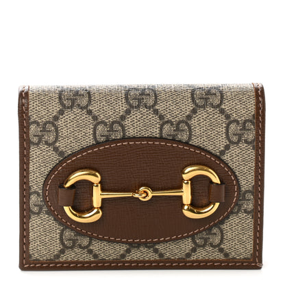 Gucci GG Supreme Monogram Horsebit 1955 Card Case Wallet Beige Ebony Brown Sugar 1 of 7