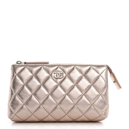 Chanel Metallic Lambskin Quilted Cosmetic Pouch Light Pink 1 of 8