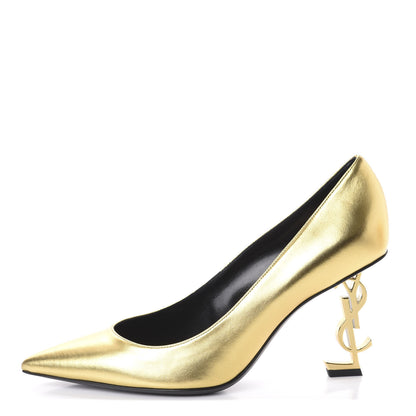 Saint Laurent Calfskin Opyum 85 Pumps 39 Gold 1 of 8