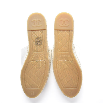 Chanel Iridescent Goatskin CC Espadrille Mules 37 Ivory Black 5 of 10