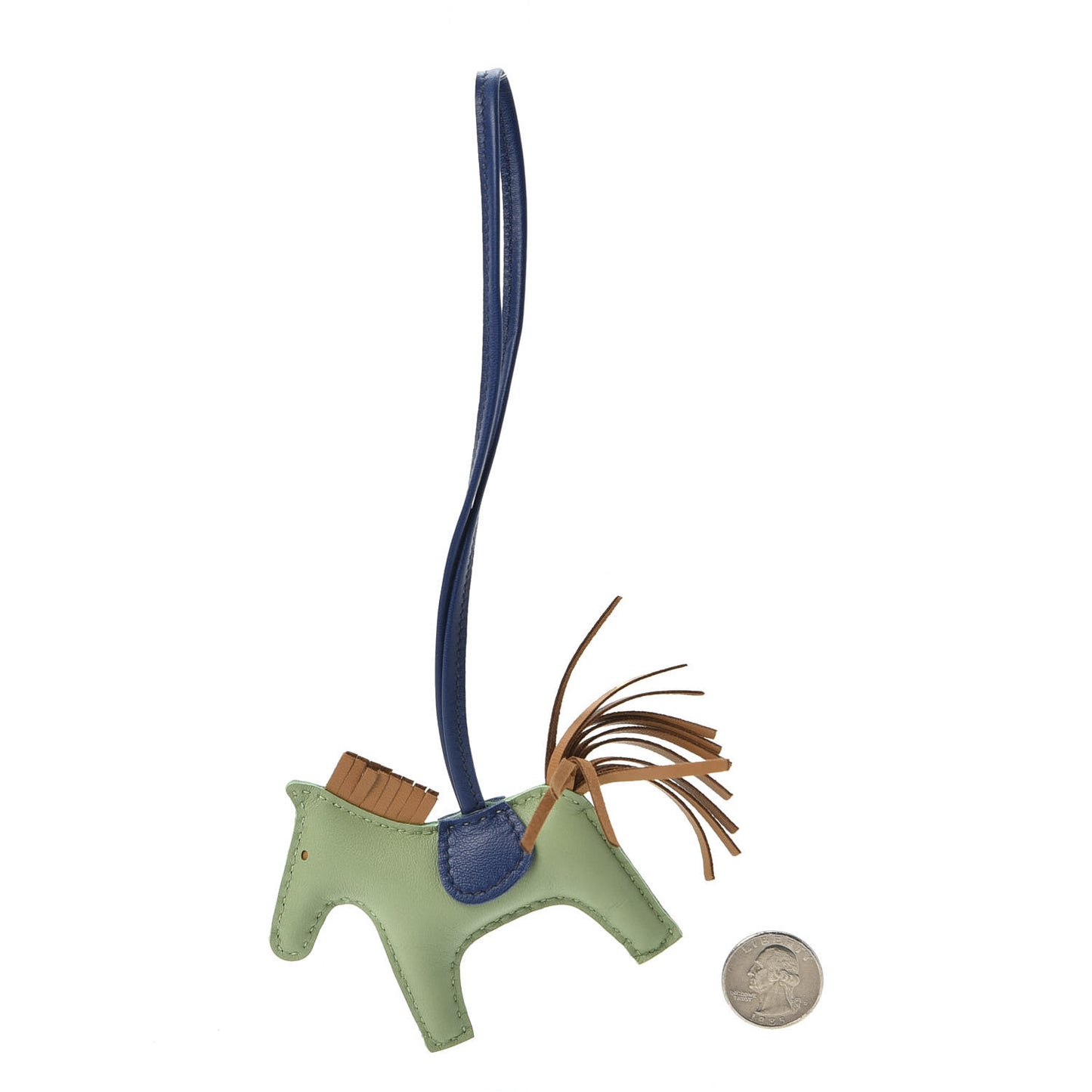 Milo Lambskin Grigri Rodeo Horse Bag Charm PM Vert Criquet Sesame Bleu de Malte