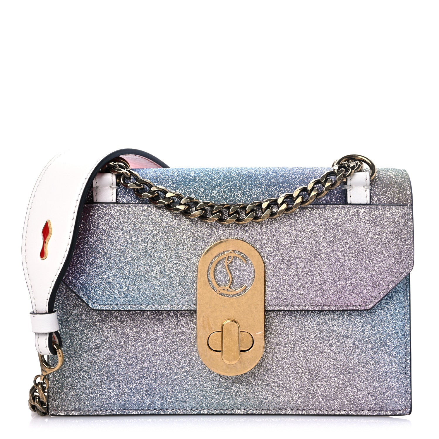 Christian Louboutin Glitter Calfskin Elisa Mini Shoulder Bag Multicolor Snow 1 of 8