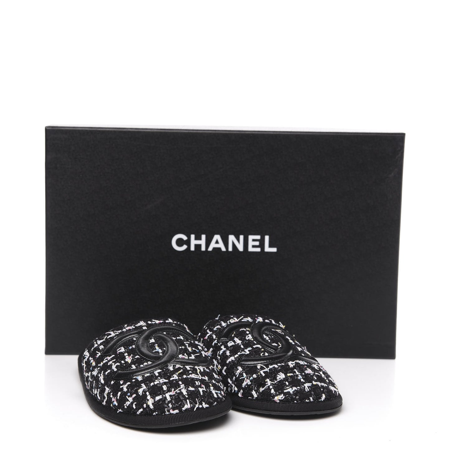 Tweed CC Flat Mules XS Black