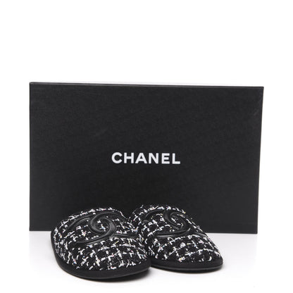 Chanel Tweed CC Flat Mules XS Black 6 of 6