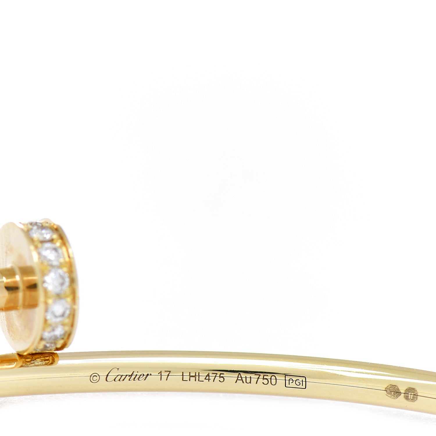 Cartier 18K Yellow Gold Diamond Small Juste Un Clou Bracelet 17 3 of 4