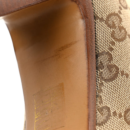 Gucci Monogram Malaga Kid Lisa Mid Heel Boots 37.5 Beige Ebony 9 of 10