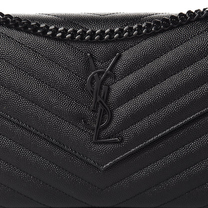 Saint Laurent Grain De Poudre Matelasse Chevron Monogram Chain Wallet Black 8 of 14