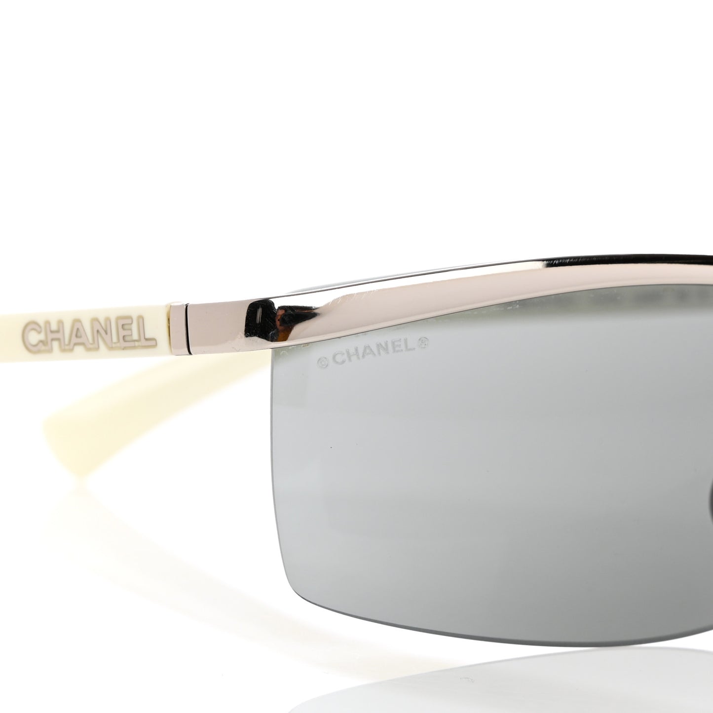 Acetate Shield Sunglasses 71474 Silver White