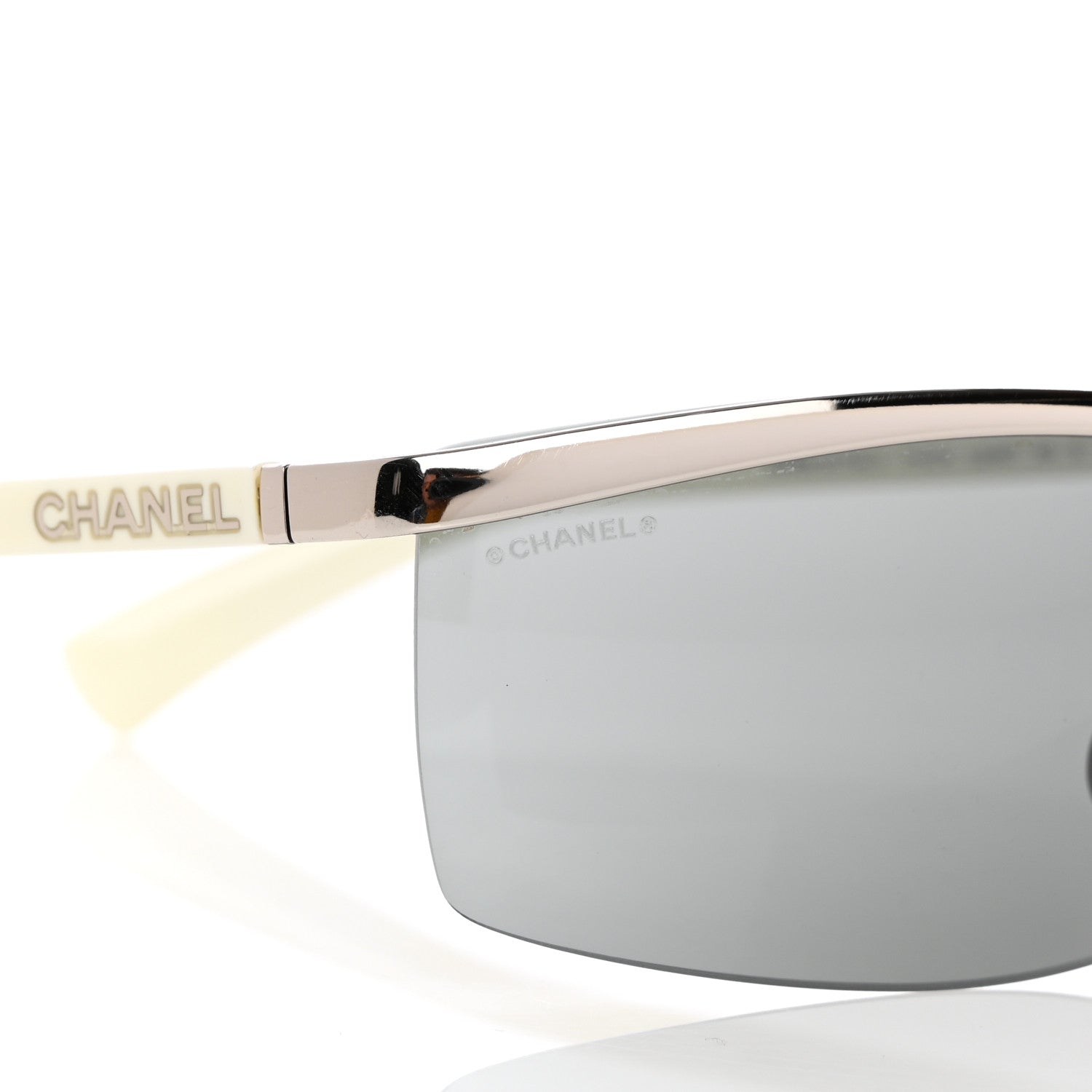 Chanel Acetate Shield Sunglasses 71474 Silver White 7 of 8