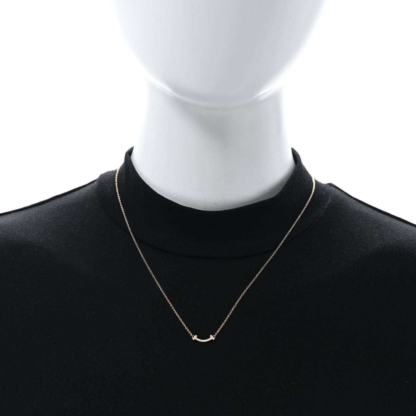 18K Rose Gold Diamond Mini T Smile Pendant Necklace