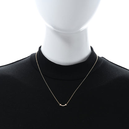 Tiffany 18K Rose Gold Diamond Mini T Smile Pendant Necklace 3 of 4