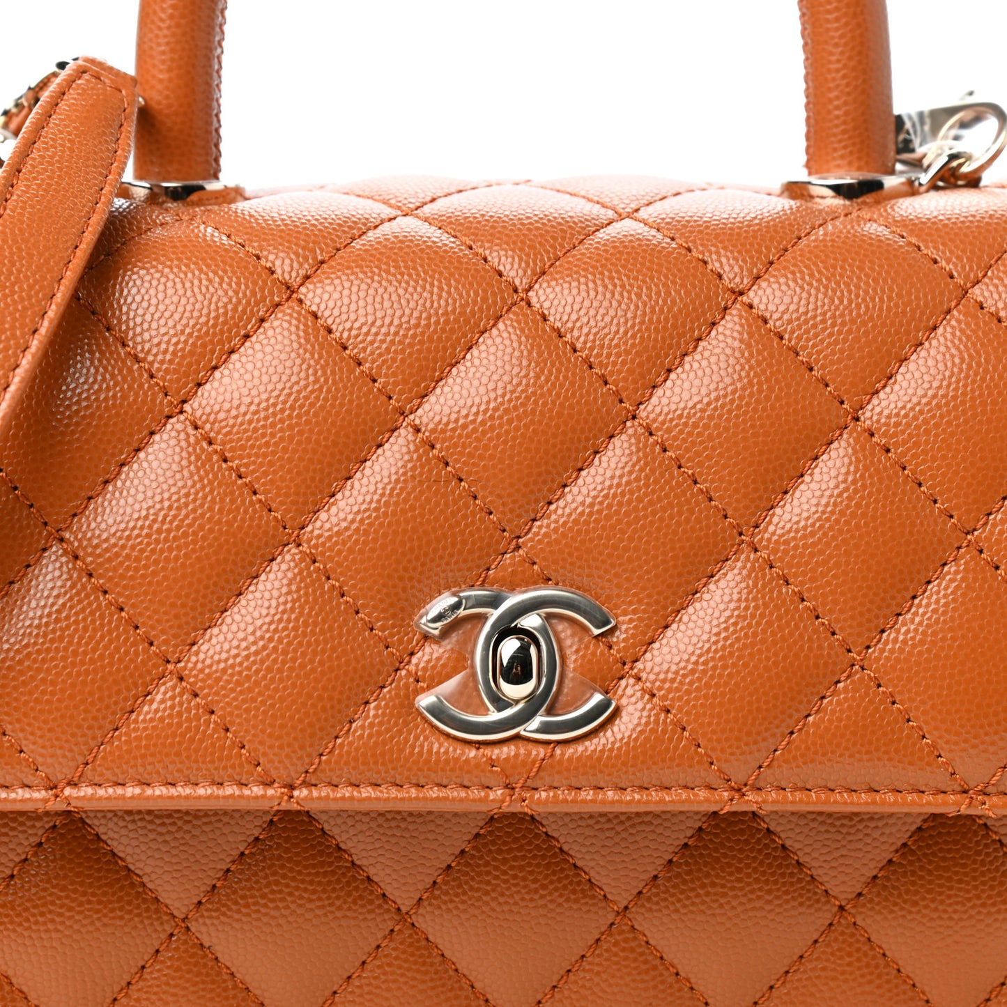 Caviar Quilted Mini Coco Handle Flap Light Brown