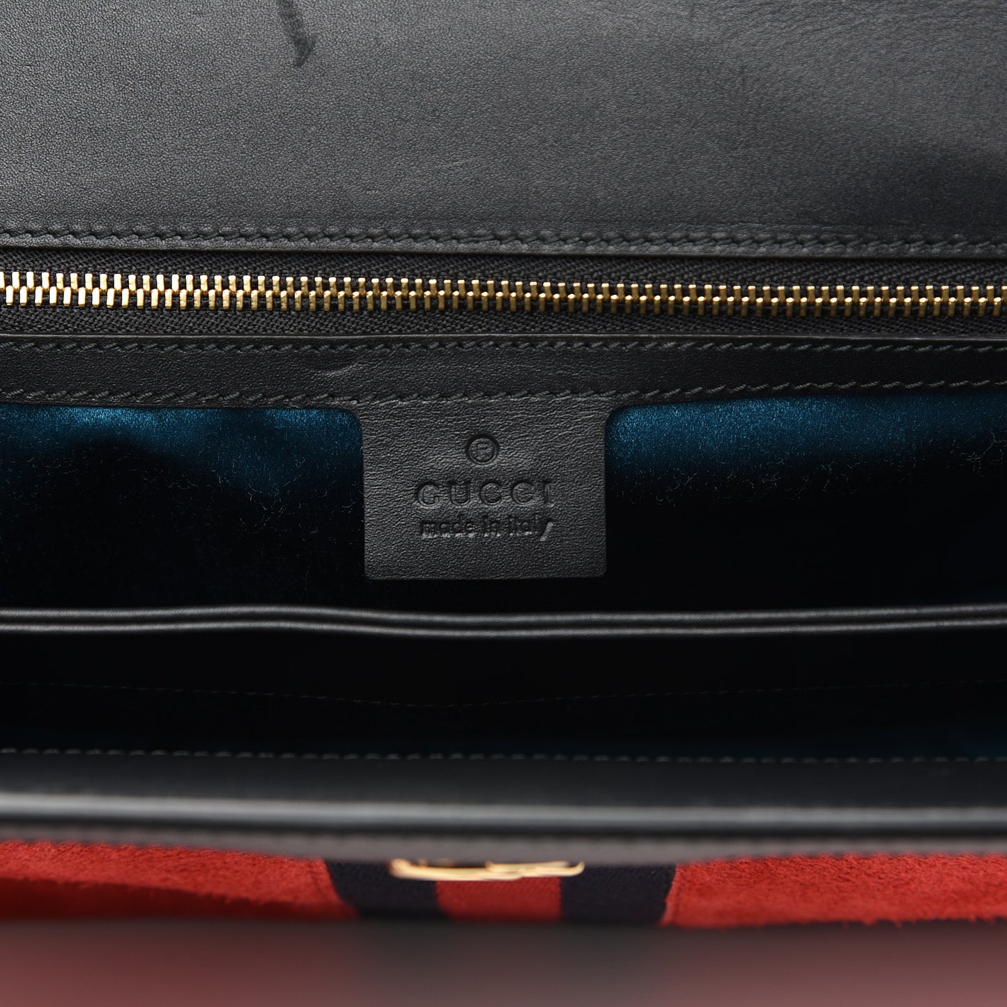Suede Patent Web Medium Ophidia Chain Shoulder Bag Hibiscus Red Black