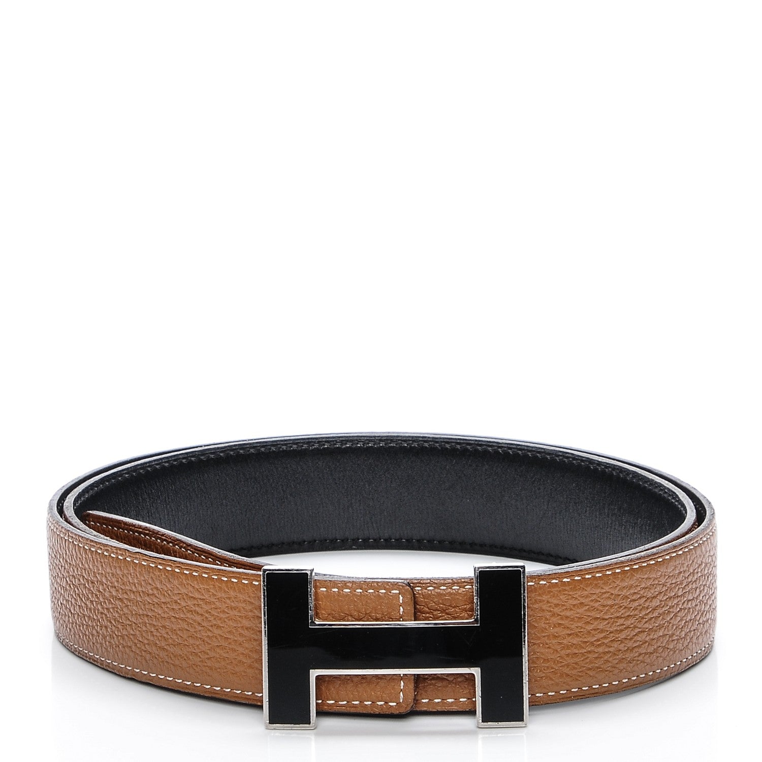 Hermes Box Togo 32mm Quizz H Belt 95 Black Gold 4 of 12