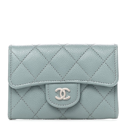 Chanel Caviar Quilted Flap Card Holder Wallet Light Blue 1 of 9