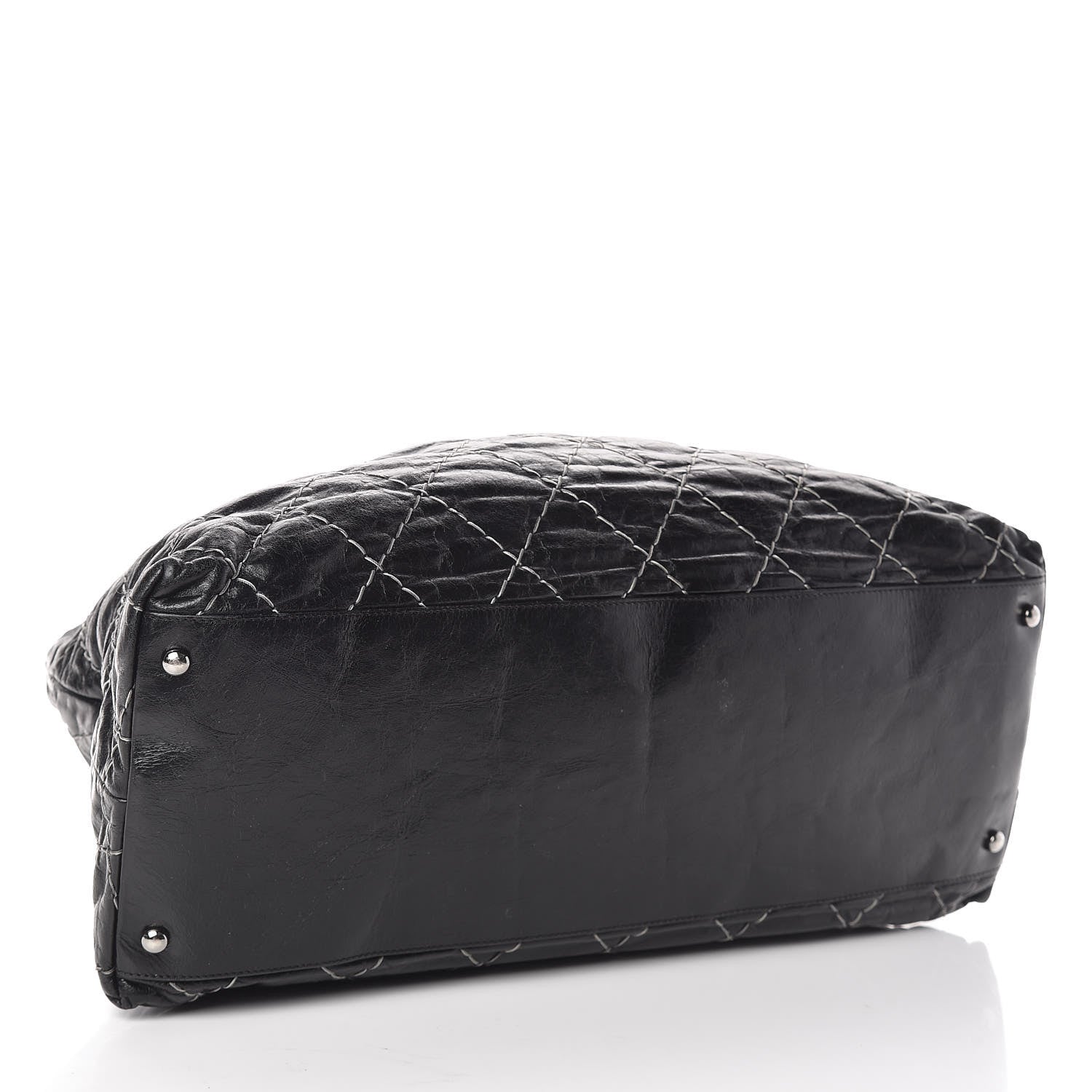 Chanel Glazed Goatskin Double Contrast Stitch Tote Black 4 of 18