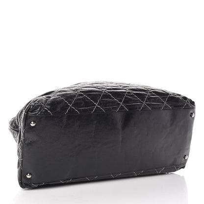 Chanel Glazed Goatskin Double Contrast Stitch Tote Black 4 of 18
