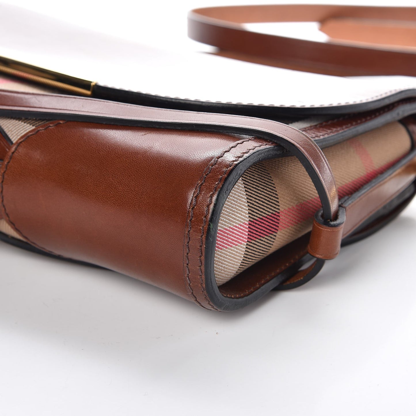 House Check Bridle Calfskin Small Abbott Crossbody Bag Tan