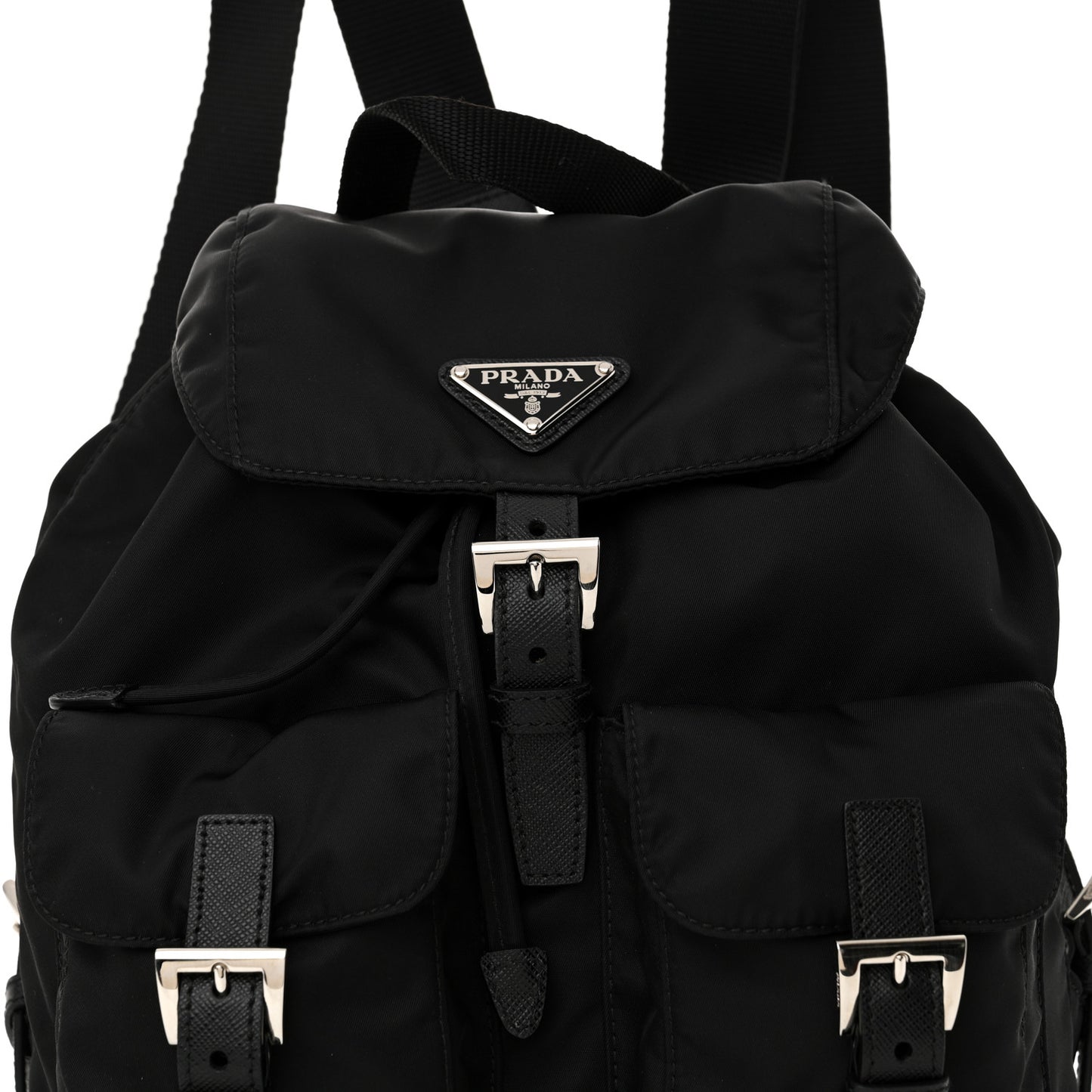 Tessuto Nylon Saffiano Small Backpack Black
