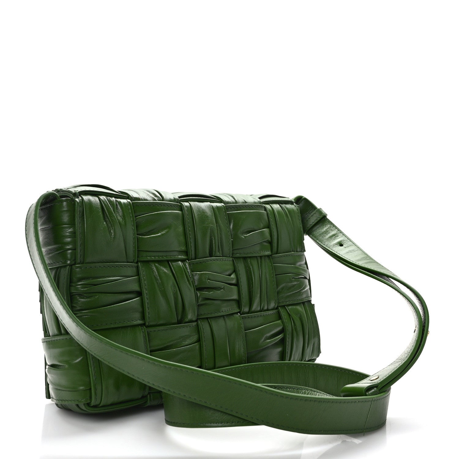 Bottega Veneta Calfskin Intreccio Plisse Cassette Crossbody Bag Avocado 3 of 13