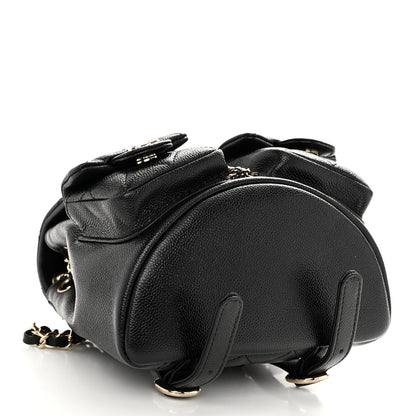 Chanel Shiny Caviar Quilted Small Duma Pockets Drawstring Backpack Black 4 of 10