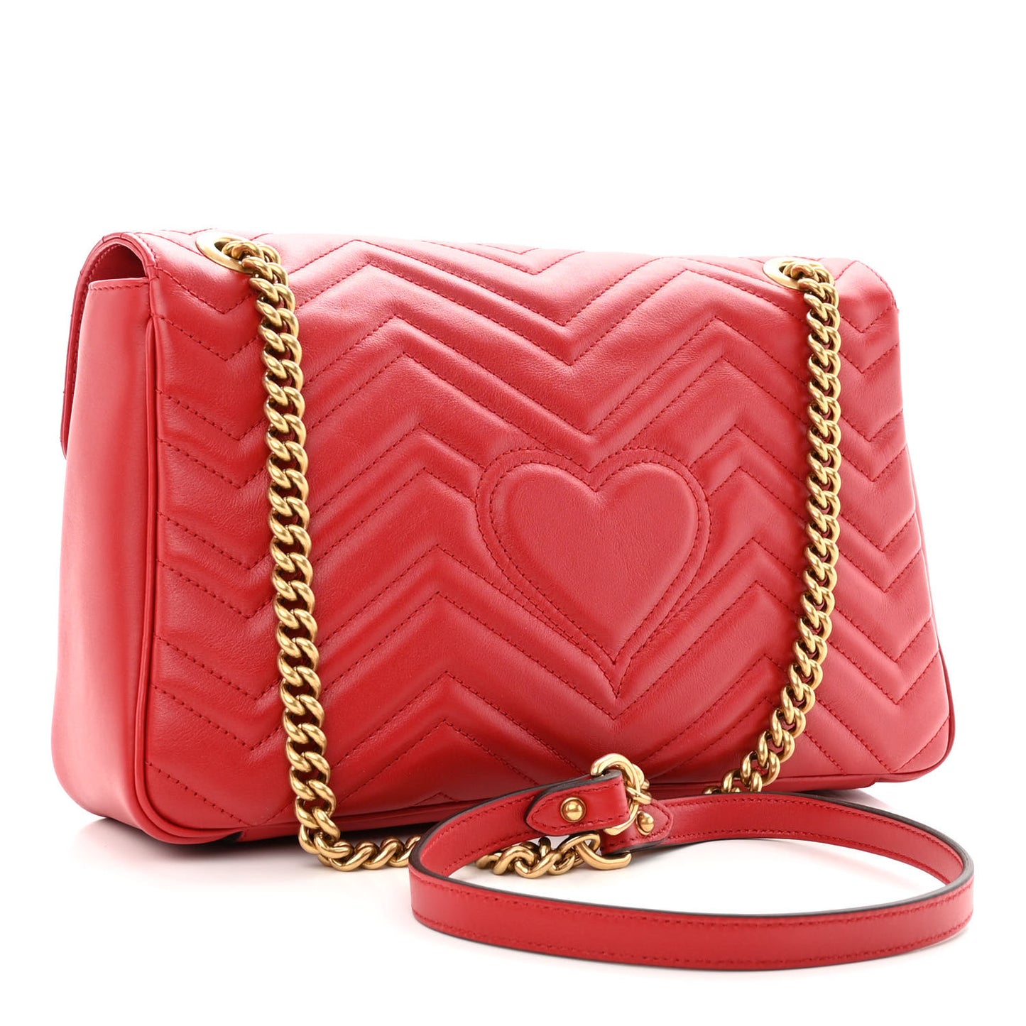 Calfskin Matelasse Medium GG Marmont Shoulder Bag Hibiscus Red