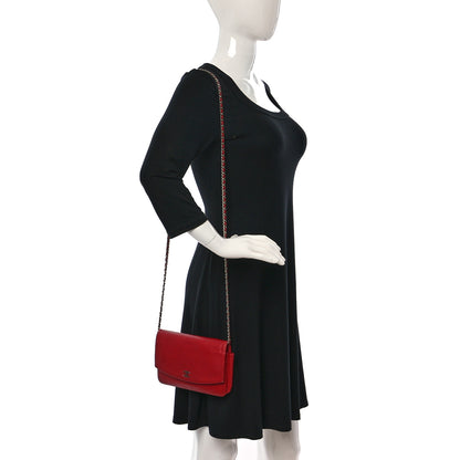 Chanel Caviar Sevruga Wallet on Chain WOC Red 2 of 12