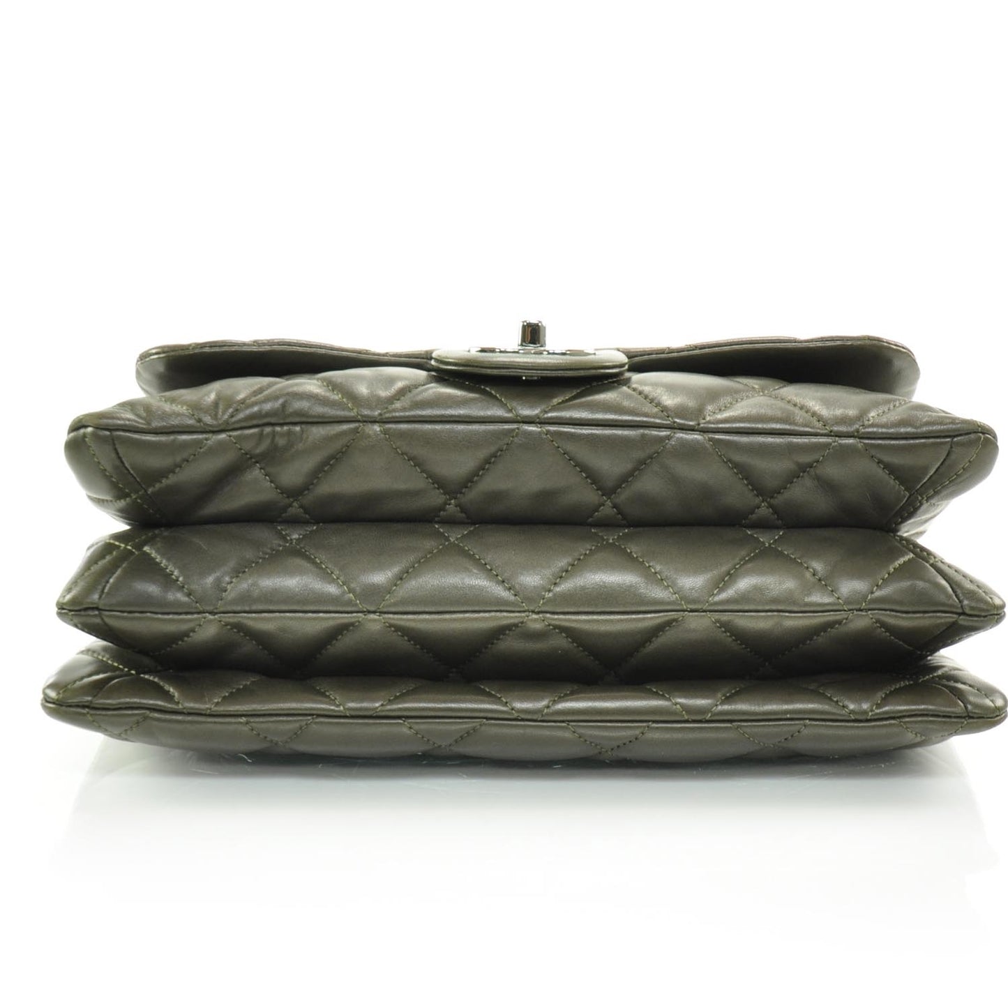Lambskin Quilted 3 Flap Bag Dark Khaki
