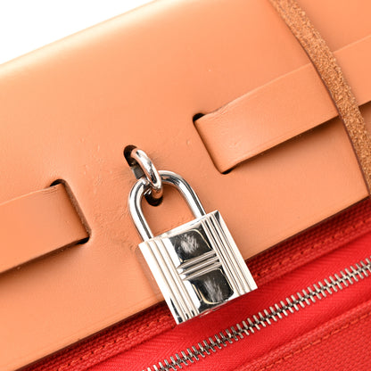 Hermes Military Vache Hunter Toile Herbag Zip 31 PM Rouge Tomate Natural 13 of 13
